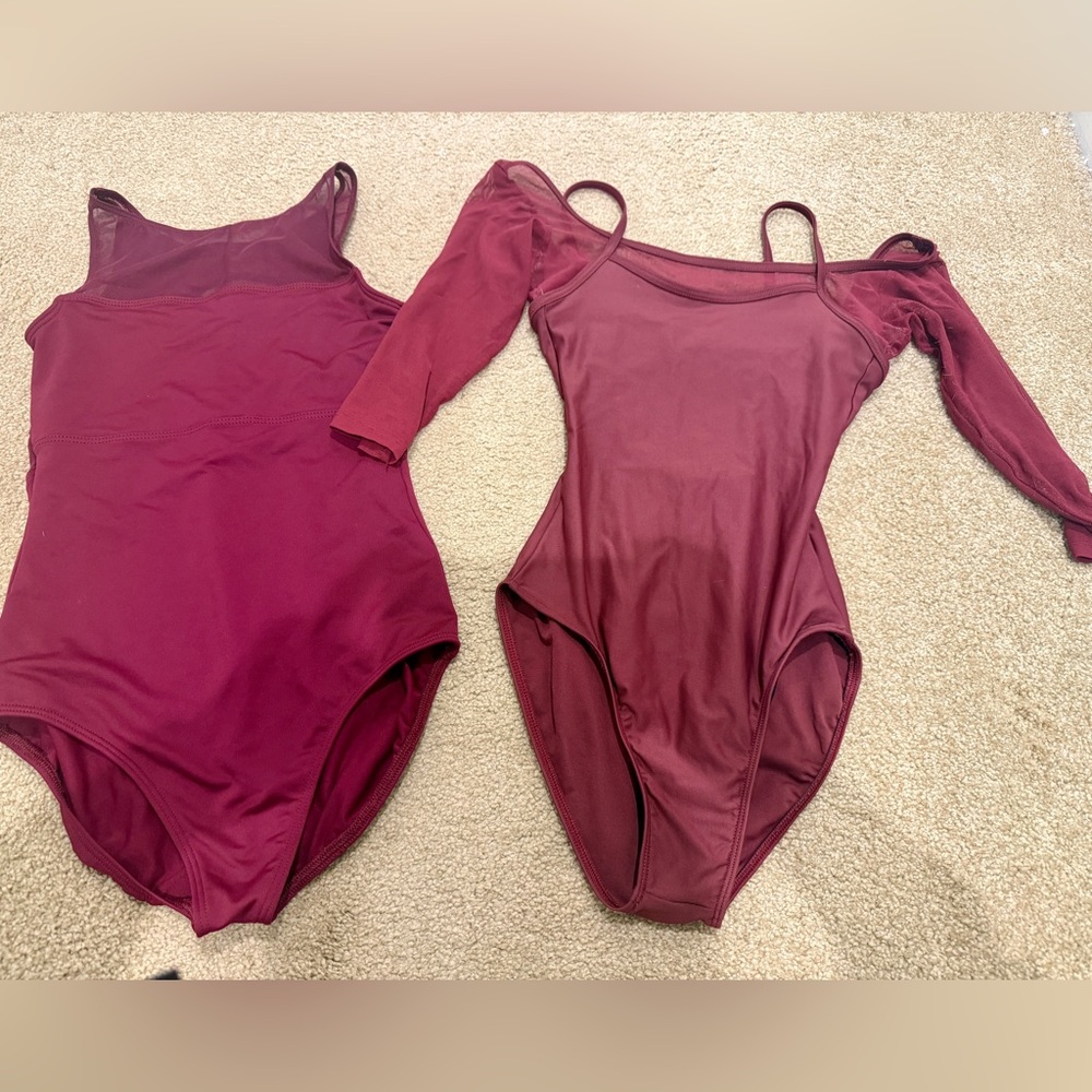 Burgundy Leotard Set, Eurotard dance wear (size s) and Wear Moi (size XS)